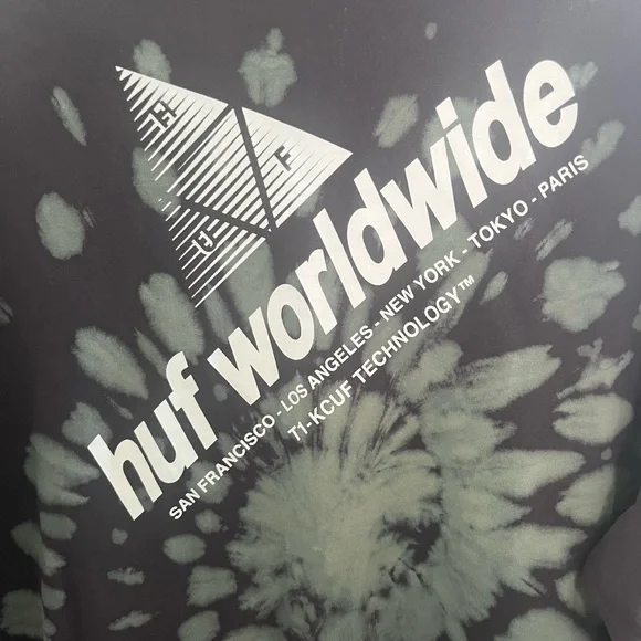 HUF Black and Gray Tie-Dye Long Sleeve - Picture 4 of 5